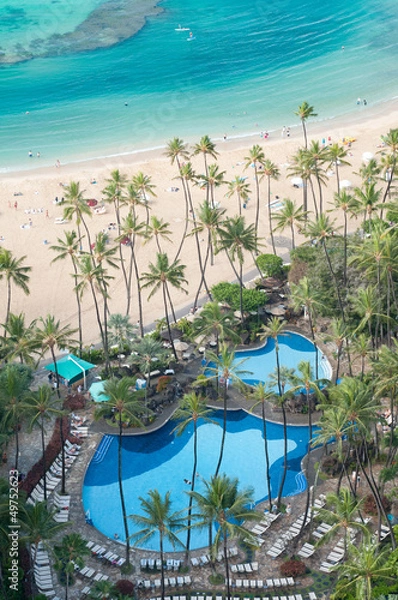 Obraz Ocean beach with pool and palm trees