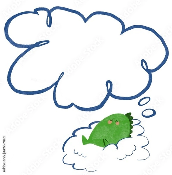 Fototapeta A cute page with a picture of a little sleeping dinosaur for your notes and ideas. Your child can use this for school or nursery