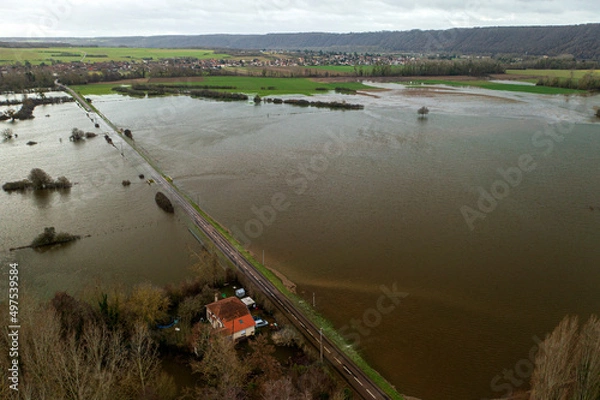 Obraz Inondations entre Giverny (27) et Limetz-Villez (78) en février 2021.