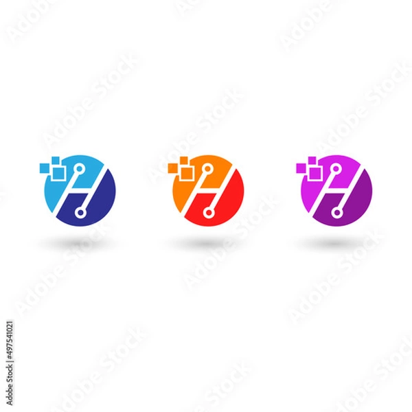 Fototapeta Initial Letter H Modern And Technology Pixel Logo Design Vector