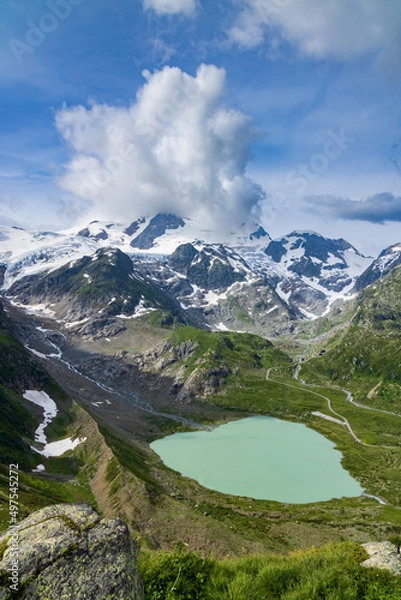 Obraz Typical alpine landscape of Swiss Alps with Steinsee, Urner Alps, Canton of Bern, Switzerland