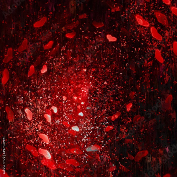 Obraz red hearts flowing
