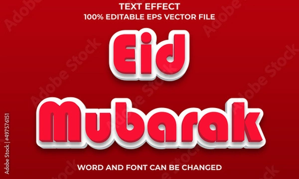 Fototapeta Eid Mubarak 3d text Effect Style, Editable 3D Text Effect With Eid Mubarak Text Concept, 3D Eid Mubarak