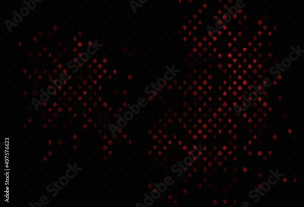 Obraz Dark red vector template with poker symbols.