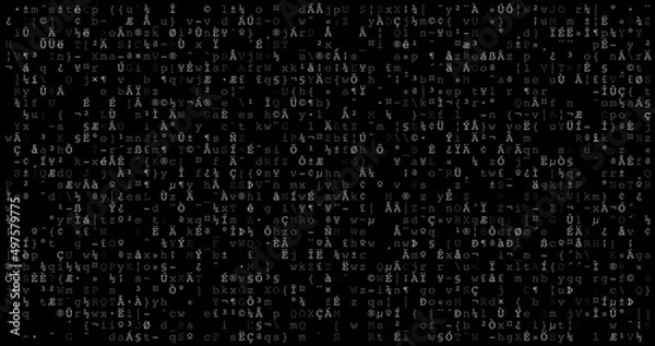 Obraz Digital computer code green background. Coding, programming language, encryption, hacker concept.