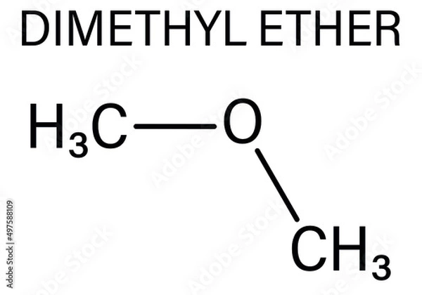 Fototapeta Dimethyl ether, methoxymethane, DME, molecule. Skeletal formula.
