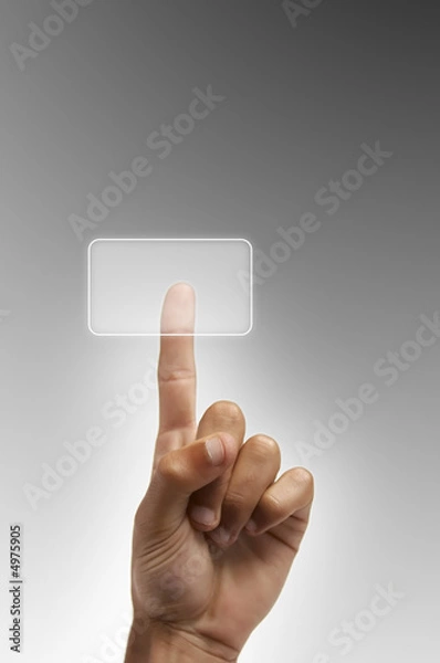 Obraz The hand presses the button