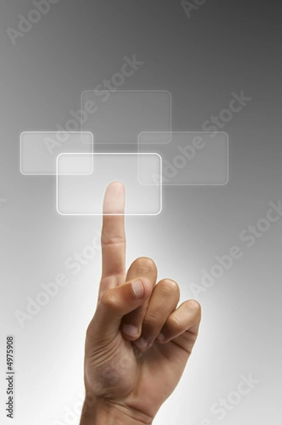 Obraz The hand presses the button