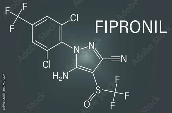 Fototapeta Fipronil insecticide molecule. Skeletal formula.