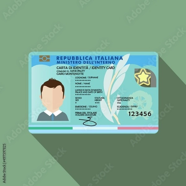 Fototapeta italian ( ıtalıana ) official identity card