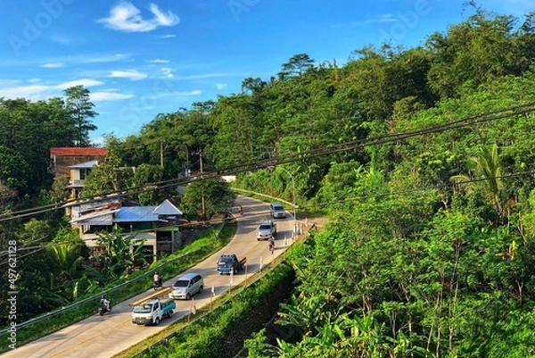 Obraz An atmosphere of early morning traffic in the city of Bumiayu, Central Java, Indonesia.