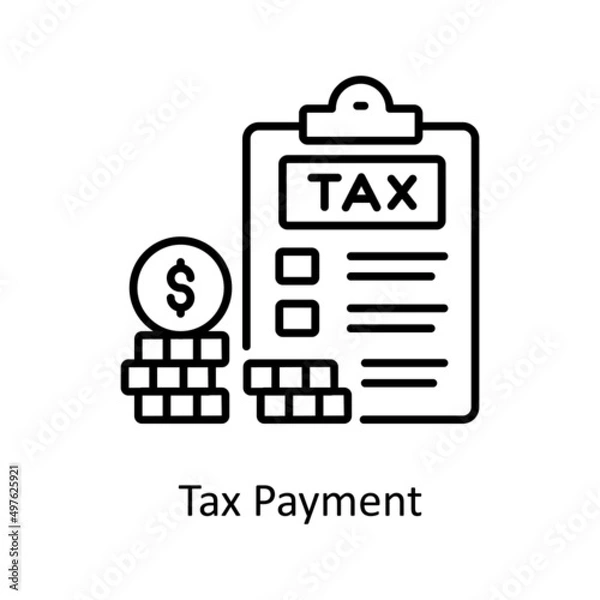 Fototapeta Tax Payment vector outline icon for web isolated on white background EPS 10 file