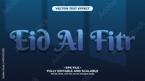 Fototapeta Eid Al Fitr Blue Minimalist 3D Text Effect