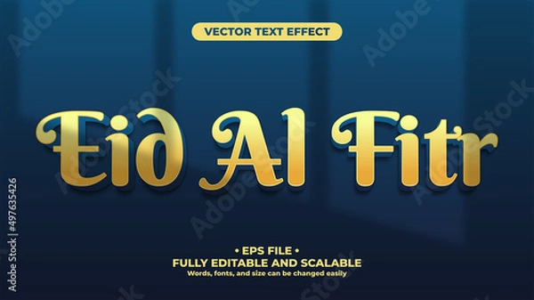 Fototapeta Eid Al Fitr Gold and Blue Minimalist 3D Text Effect