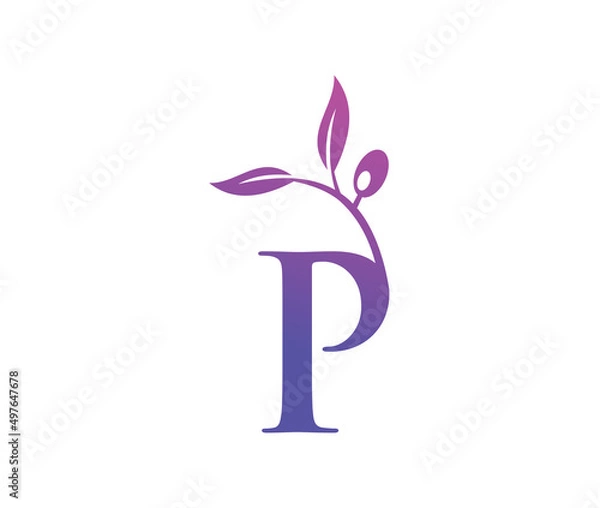 Obraz Grape Vine Monogram Logo Letter P