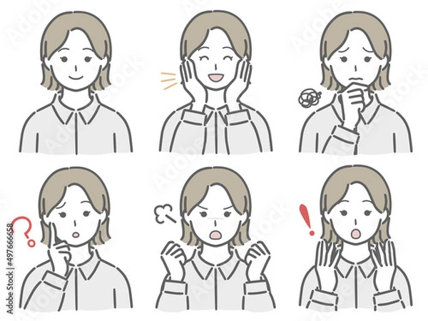 Fototapeta 私服女性の色々な表情