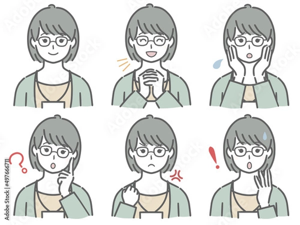 Fototapeta 私服女性社員の色々な表情