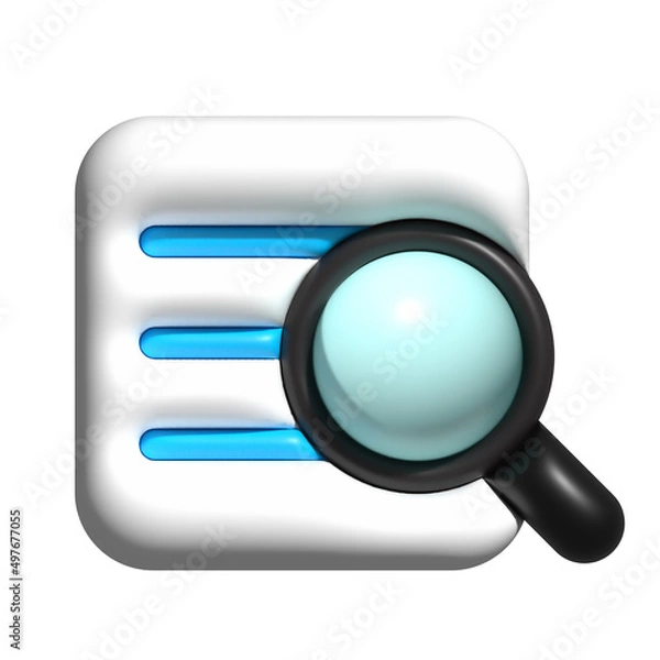 Fototapeta 3D search icon, document search buttons for emoji icon