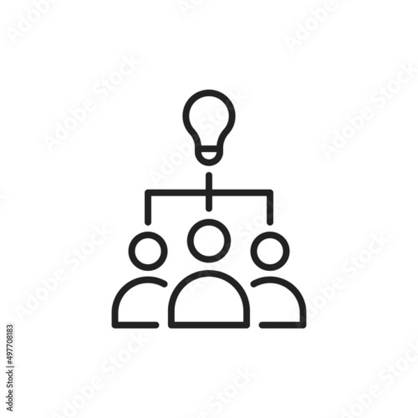 Fototapeta Teamwork thin line icon. Linear symbol. Vector illustration.