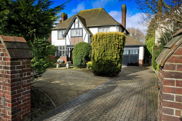 Fototapeta Mock Tudor house with drive