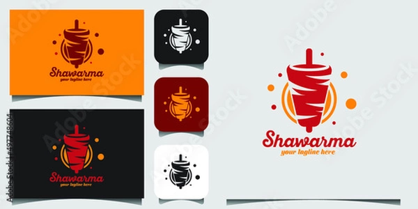 Fototapeta Set of doner kebab logo templates. Vector creative labels for Turkish and Arabian fast food restaurant