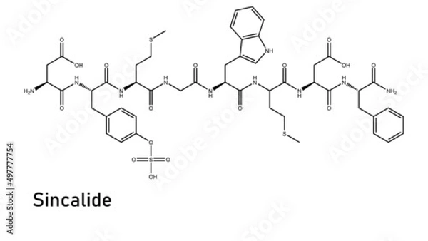 Fototapeta Sincalide is a cholecystokinetic drug administered by injection to aid in diagnosing disorders of the gallbladder and pancreas. It is the 8-amino acid C-terminal fragment of cholecystokinin