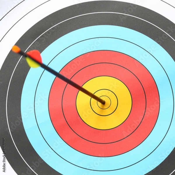 Fototapeta Arrow hit goal ring in archery target