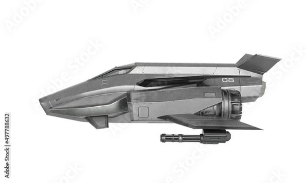 Fototapeta super sonic space ship in white background side view