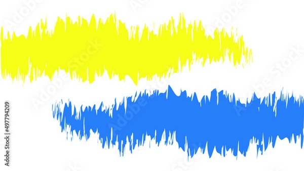 Fototapeta Abstract Ukraine background made of two thick yellow and blue paint strokes on white background. Stripes split showing tension. Help Ukrainians. Stop war, stop Russia. Abstract, Ukraine flag colors.