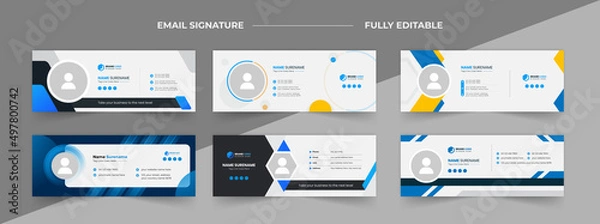 Obraz Modern Email signature template design, personal email signature templates, Email signature design ideas, outlook, professional email signature design, personal social media cover.