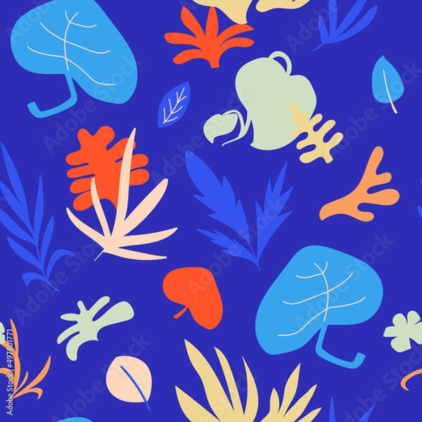 Obraz Tropical seamless leaves pattern. Vector illustration