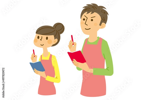 Fototapeta 男女　メモ　エプロン