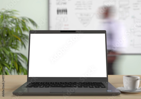 Fototapeta Laptop with blank screen view.