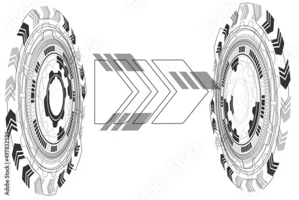 Obraz Hi tech futuristic optical aim glow light in blue color design layout on white background