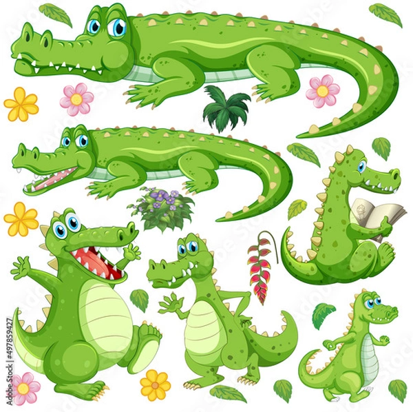 Fototapeta Cute animals set on white background