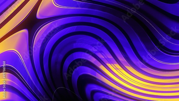 Obraz Metal Texture abstract Lines Cyberwave Blue Yellow.