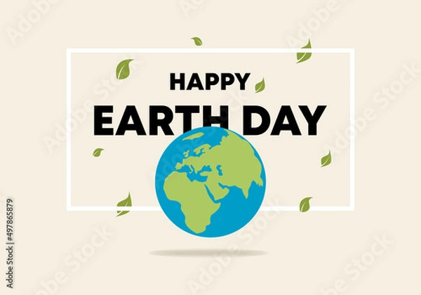 Fototapeta Happy earth day banner poster with globe celebration on april 22.