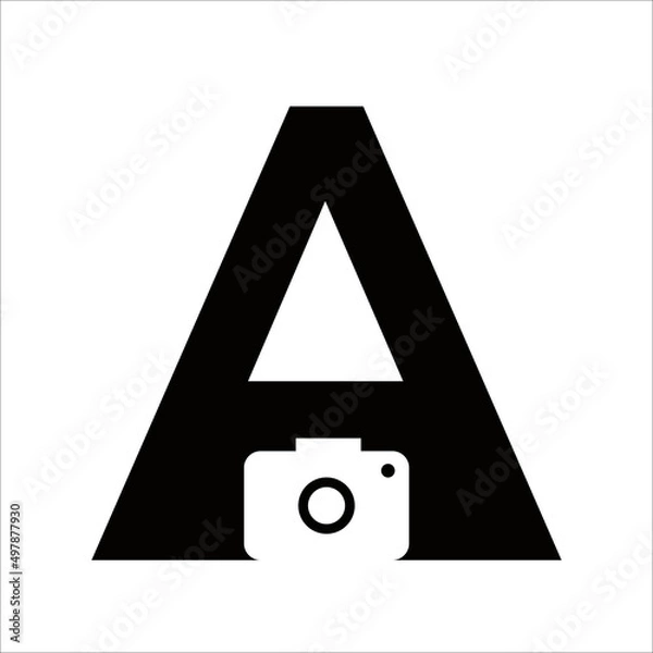 Obraz Creative Negative Space Camera With Letter A Logo Design Template Vector Illustrations