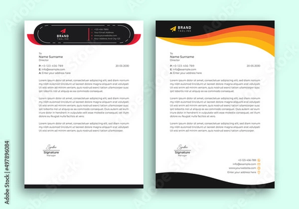 Fototapeta modern business letterhead in abstract design template