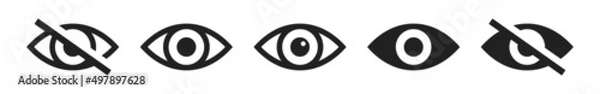 Fototapeta Eye icon set. See and unsee symbol. Show password. Vector illustration