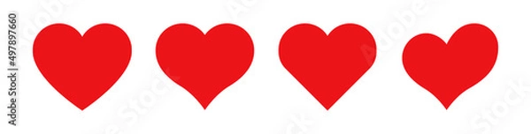 Fototapeta Red heart icon set. Vector illustration