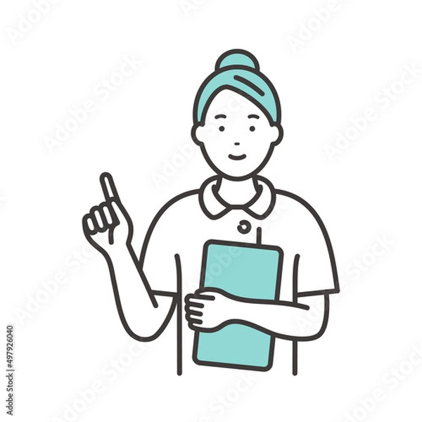 Fototapeta 指差しで説明する若い女性看護師