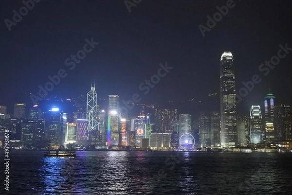 Fototapeta 香港　ビクトリアハーバー　夜景