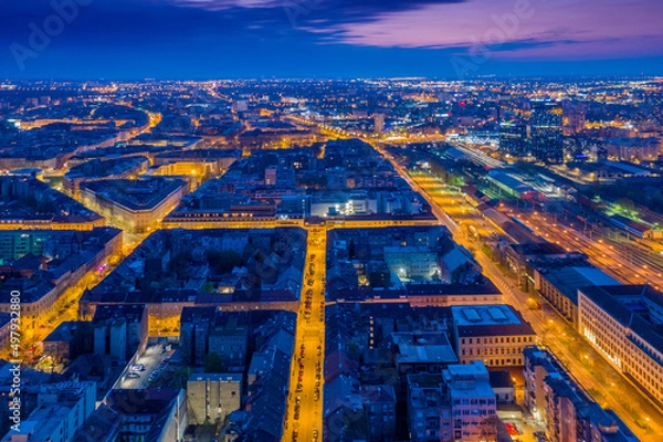 Fototapeta Zagreb by night from above