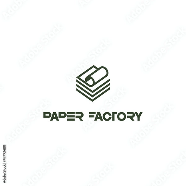 Fototapeta 
illustration depicting a sheet of paper in the form of a symbol or logo. Paper factory .