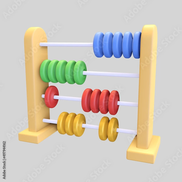 Fototapeta math abacus icon 3d illustration render