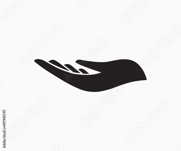 Fototapeta Hand Vector. Giving Hand Vector. Cupped Hand Silhouette Vector Template.