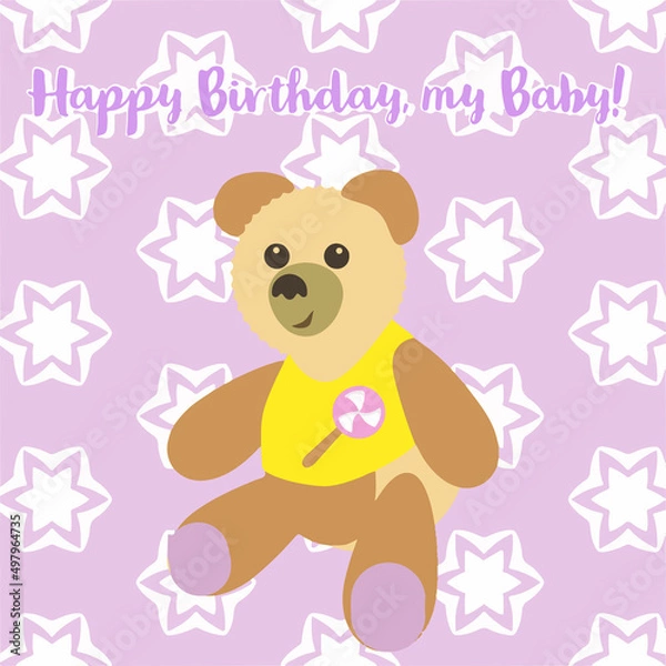 Fototapeta teddy bear with ribbon