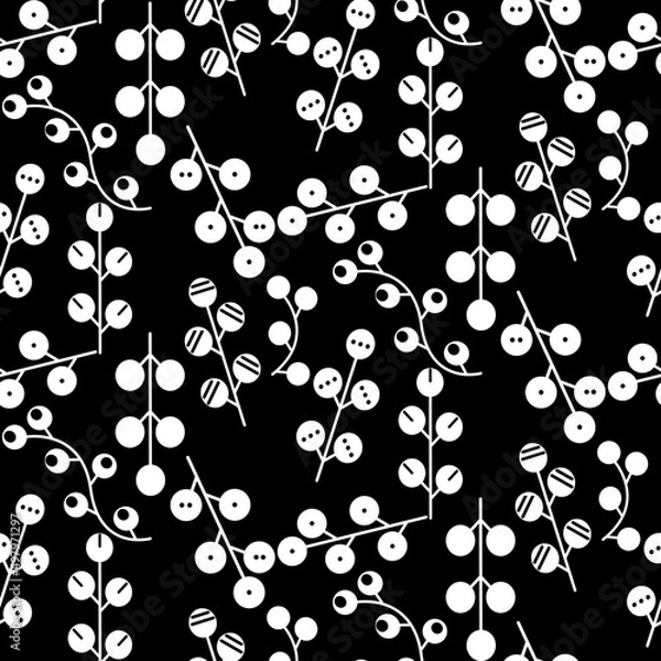 Fototapeta Vector seamless half-drop pattern, with hackberry