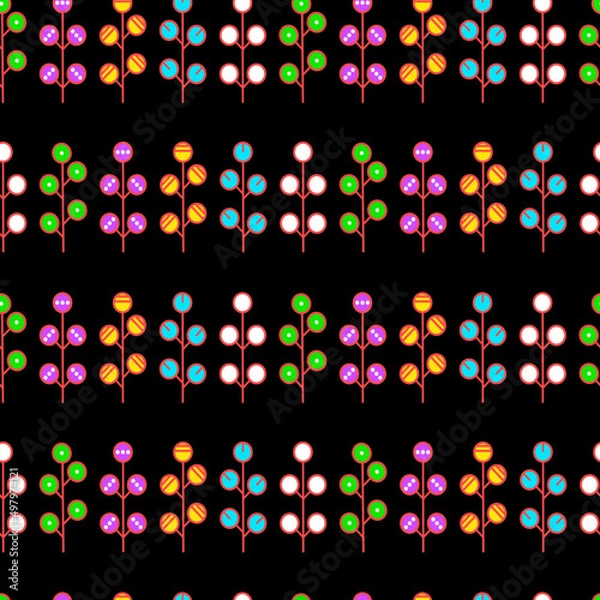 Obraz Vector seamless half-drop pattern, with hackberry